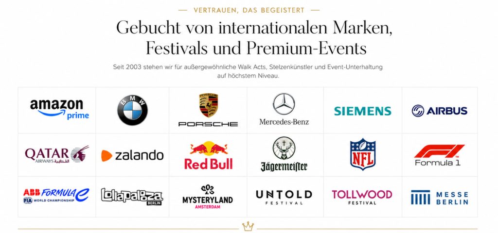Dulce Compania Referenzen Stelzenlaeufer Walk Acts Event Unterhaltung
